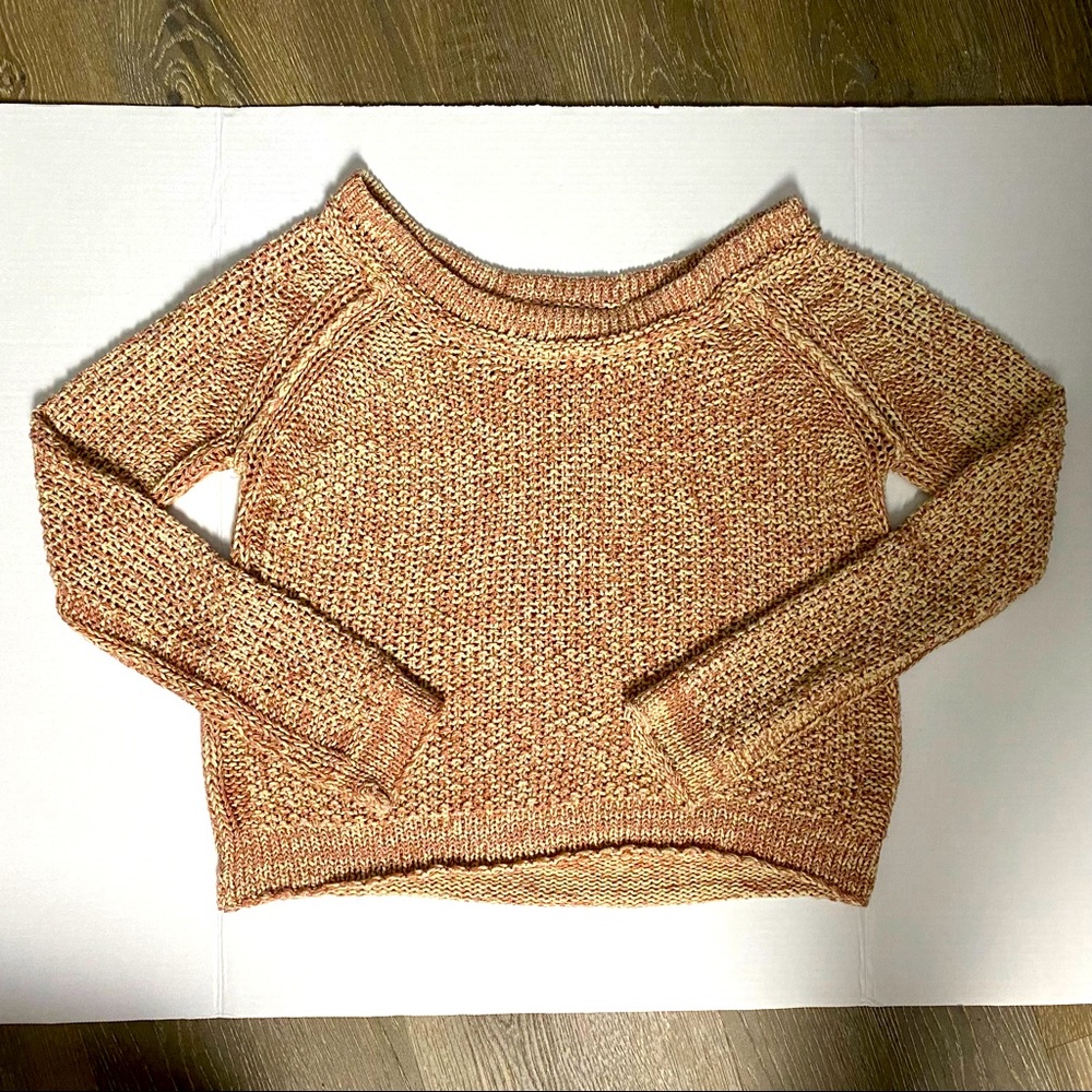 Free People Muted Peach/Cream Pullover Sweater SM
